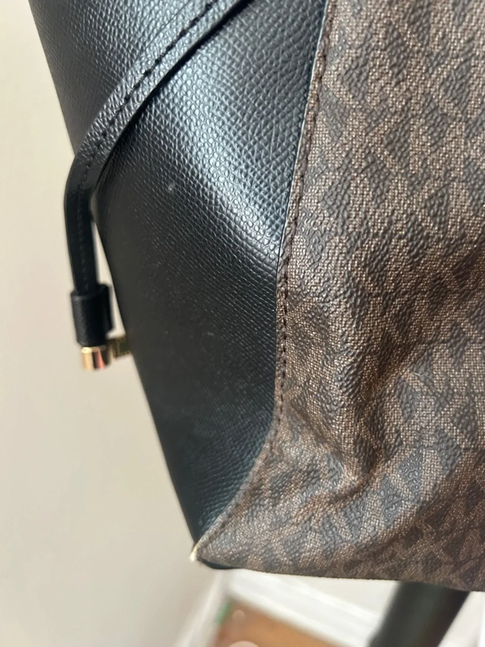 Michael Kors Brown Signature & Black Leather Tote NWT